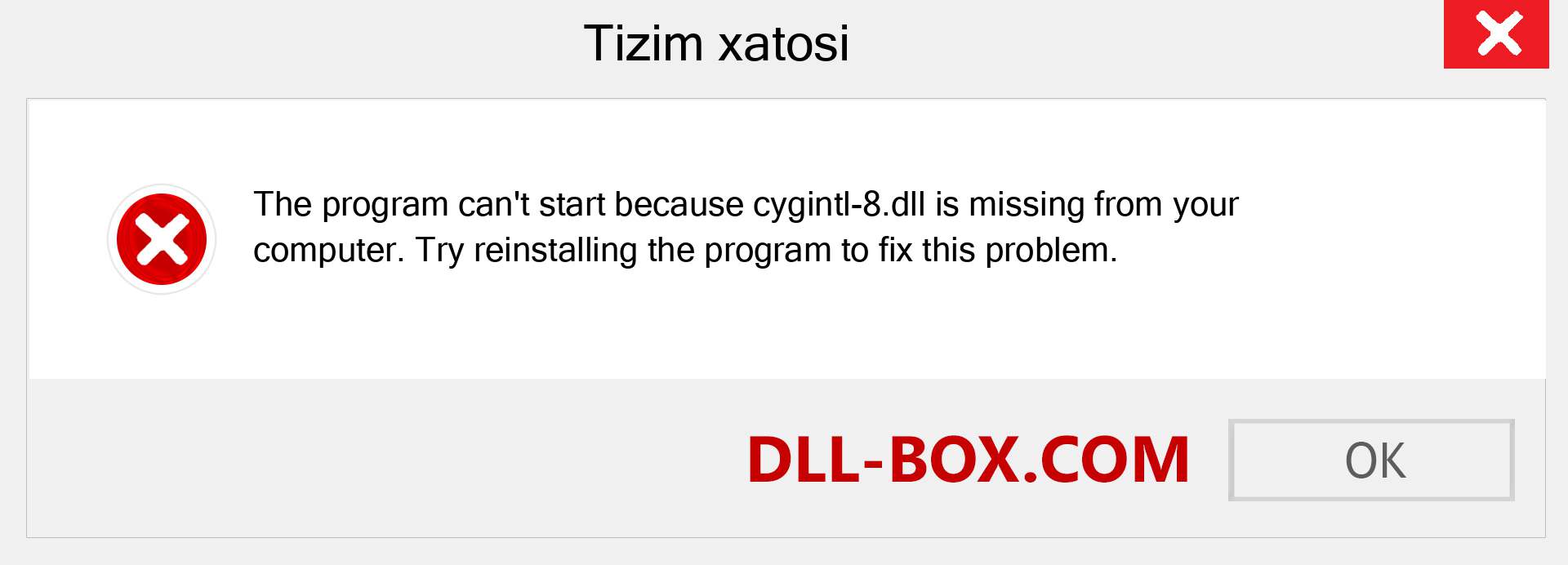 cygintl-8.dll fayli yo'qolganmi?. Windows 7, 8, 10 uchun yuklab olish - Windowsda cygintl-8 dll etishmayotgan xatoni tuzating, rasmlar, rasmlar